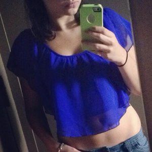 Charlotte Russe Blue Sheer Crop Top